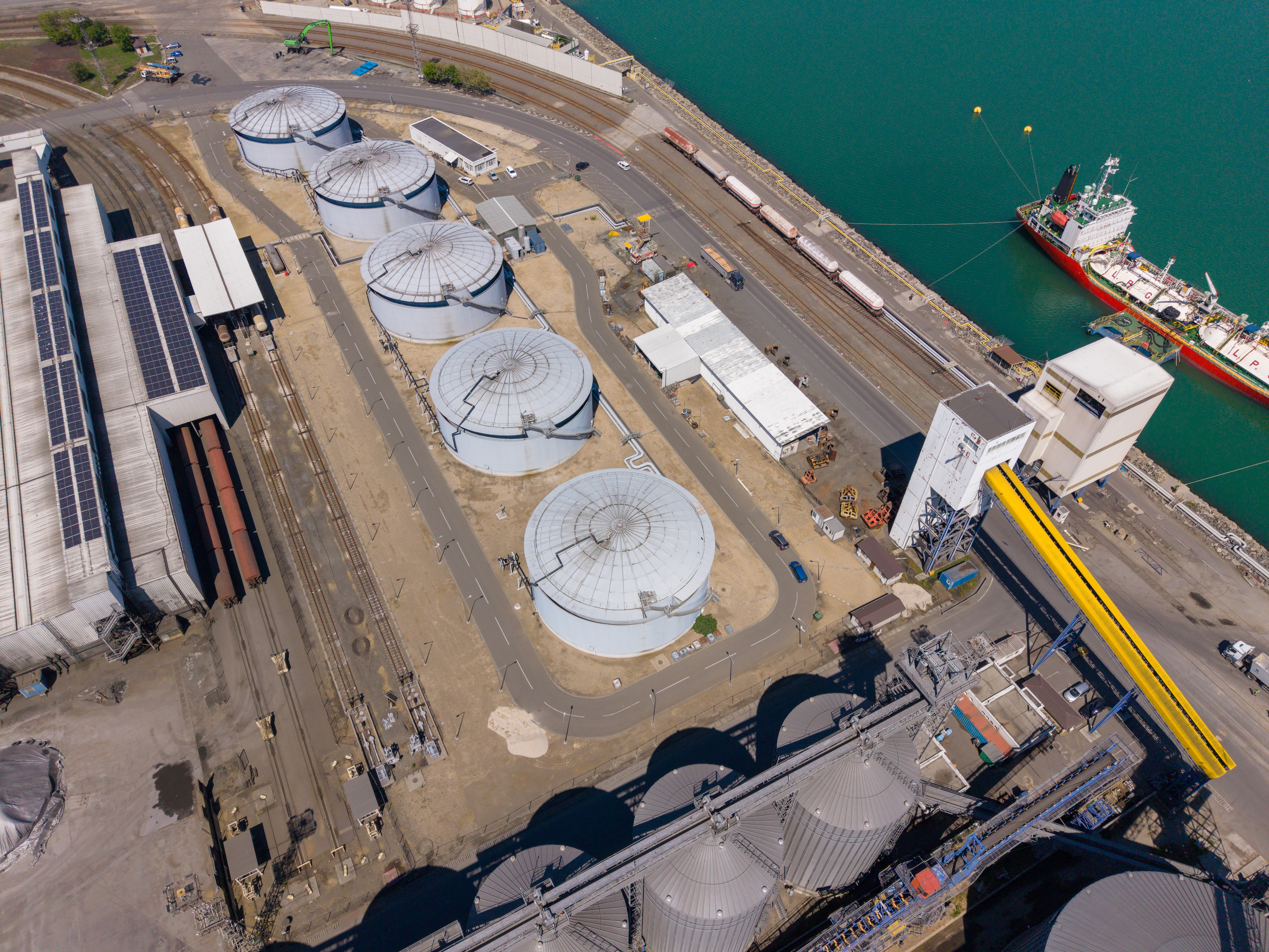 Petroleum storage tanks at a Nord Terminals facility
